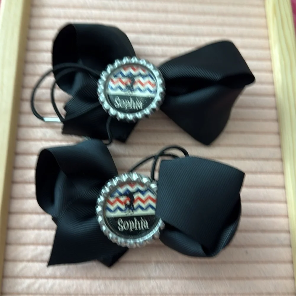 Black Hair Bows with Personalized Design